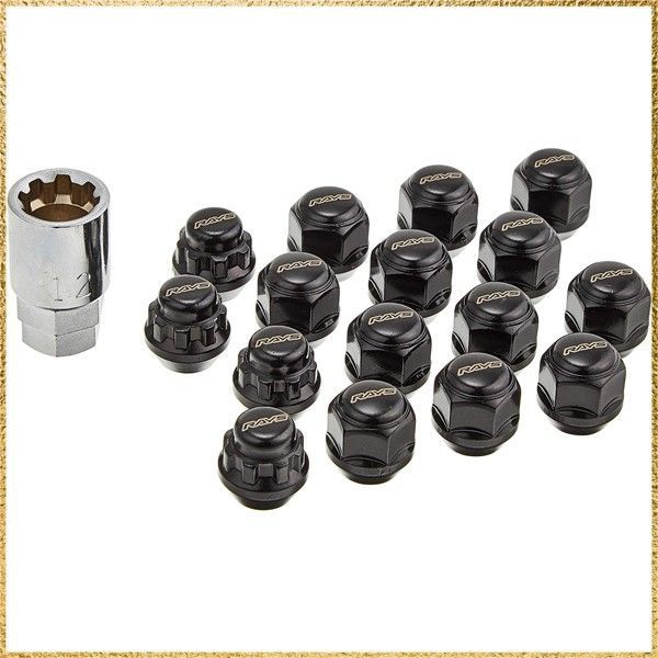欲しいモノを一括サーチ。 彡送料無料でお届け 彡 RAYS レイズ 19HEXロック-ナットセット ショートタイプ 4ホール用 M12×1.25 BK ブラック 22mm 74082000005BK