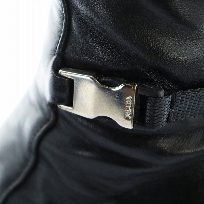 PRADA プラダ レザー ロングブーツ ブーツ PRADA プラダ レザー×Re-Nylon ロングブーツ ブラック - メルカリ