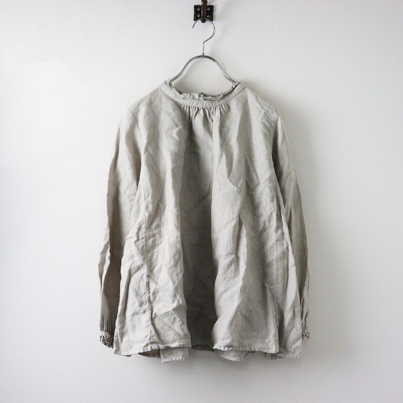ネストローブ nest Robe リネンスタンドフリルブラウス/グレー