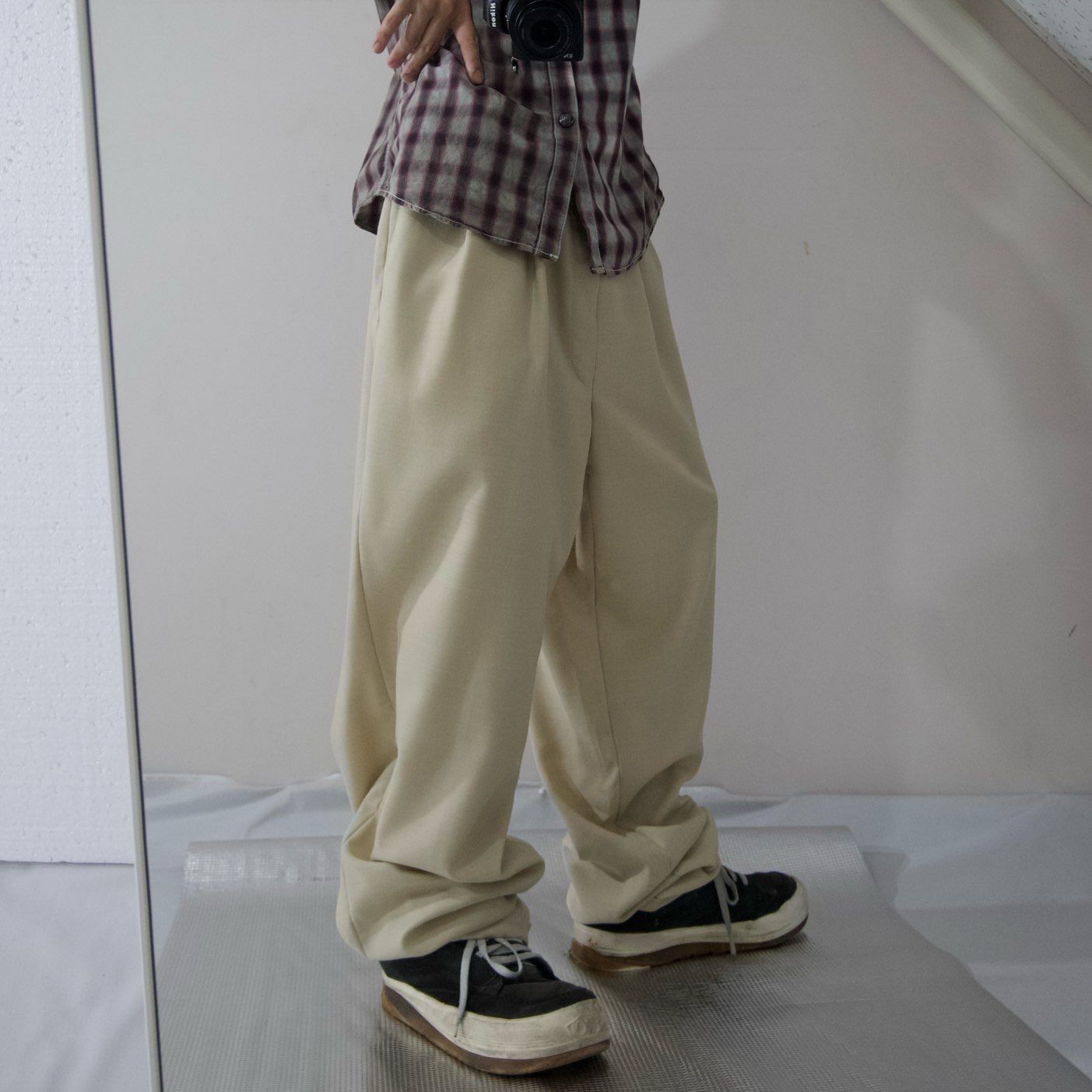 90s Lauren Ralph Lauren Lana Wool 2Tuck Wide Slacks Pants 90年代