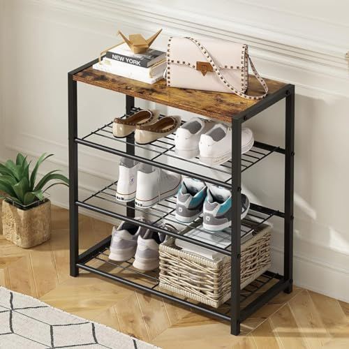 木製シューズラック 5段 ダークブラウン 下駄箱 収納