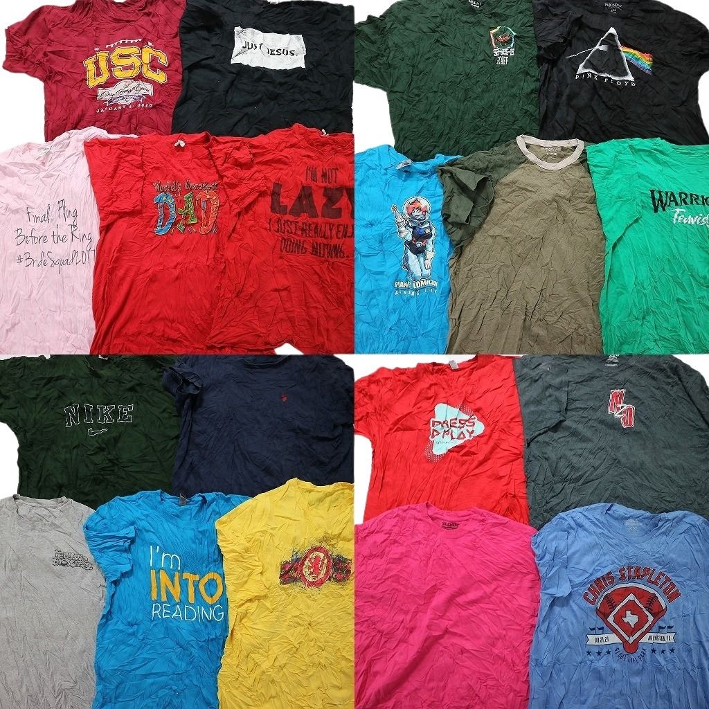 古着卸 まとめ売り カラーmix プリント 半袖Tシャツ 19枚セット (メンズ 2XL ) ナイキ ラグランＴ ワンポイントロゴ MT9407