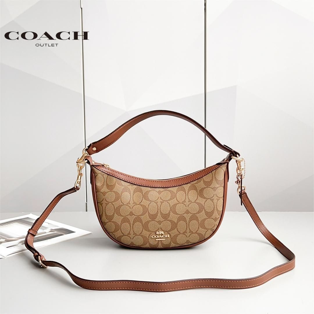 COACH Mira コーチ アリア ショルダーバッグ ポシェット  シグネチャー2WAY 腋下用  レディースアウトレット品 ブラウン CO997