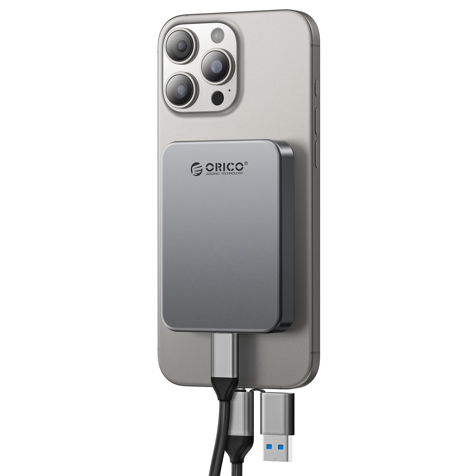 ORICO 512 GB 磁気ポータブルSSD 4K 120 fps ProRes HDR記録 保存 USB3.2 Gen1 最大460MB|s USB C-A 2 in 1ケーブル iPhone 16 Pro Max タブレット コンピュータに対応する