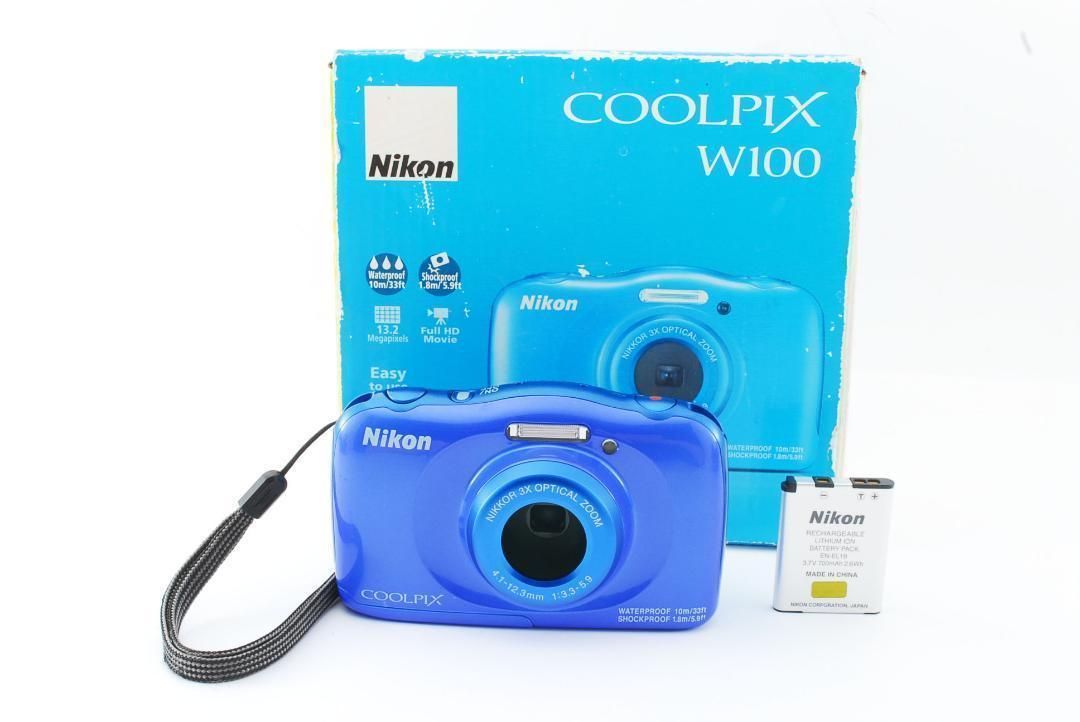 ✨希少✨Nikon COOLPIX W100 ブルー デジタルカメラ 防水 - カメラ