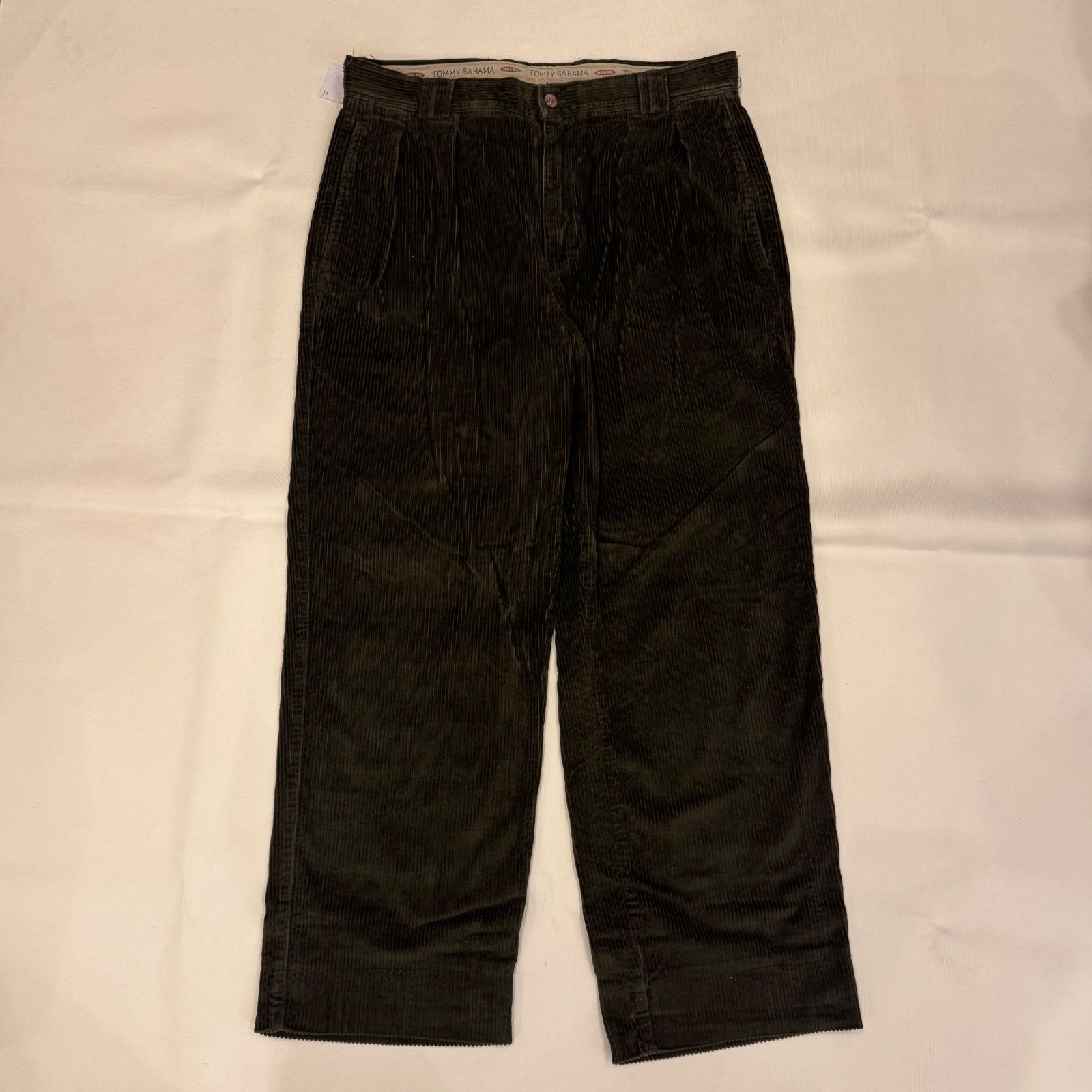 90s tommy bahama コーデュロイ チノ ワイド パンツ W34 太畝 カーキ