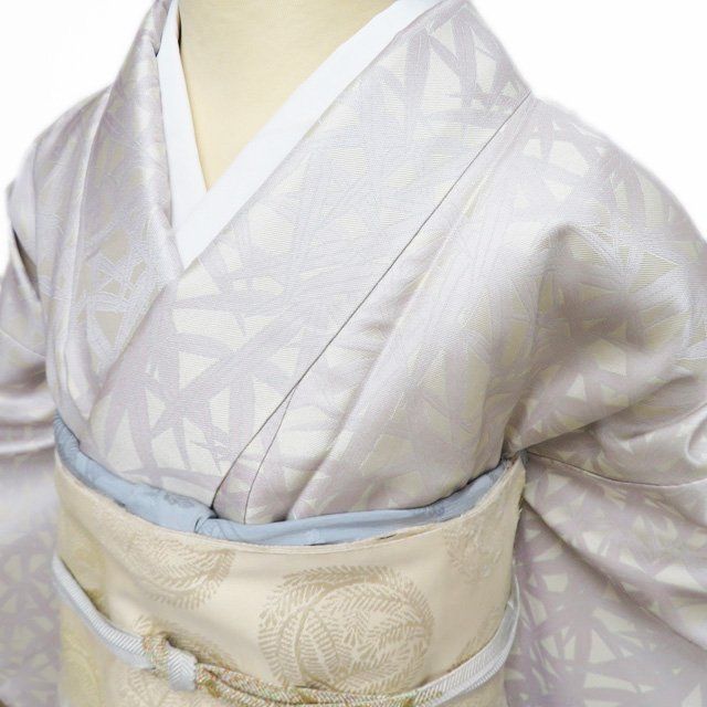 特選 お召し 御召 着物 正絹 袷 永井織物 永治屋清左衛門 笹模様 暈し 砂色 多色 身丈162.5cm 裄68cm M きもの北條 A1280-7