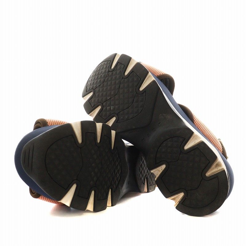 MARNI ネイビー スエード ウェッジサンダル マルニ MARNI ファブリック ウェッジ サンダル 厚底 38 ピンク