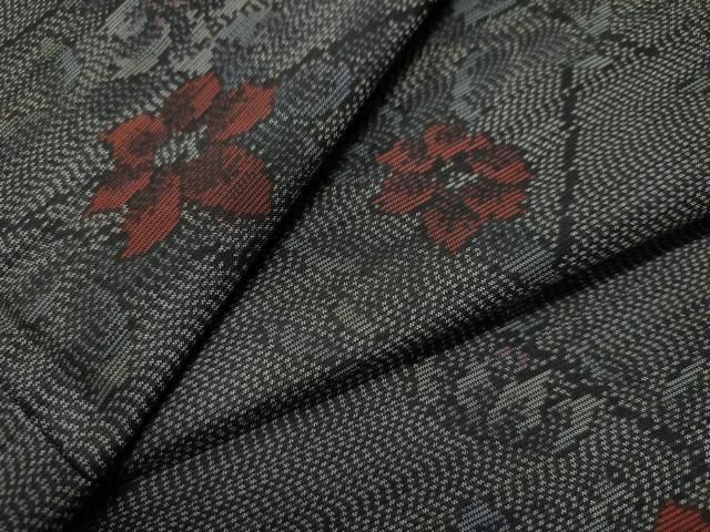 平和屋着物●本場大島紬 枝花文 正絹 CAAS7364yc