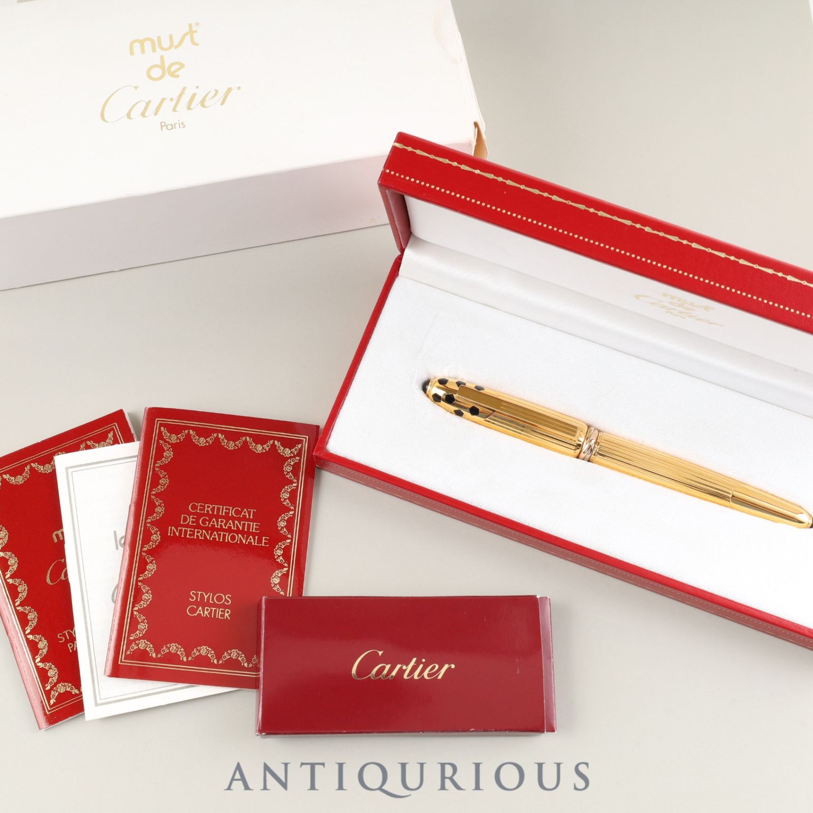 カルティエ 万年筆 パンテール トリニティ GP ペン先 18K カルティエ 箱 保証書 1995年 純正インクカートリッジ