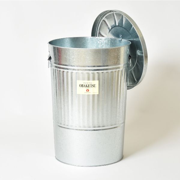 マニーローズの陶器ノブ使用 ホワイト木製スタンド型ごみ箱