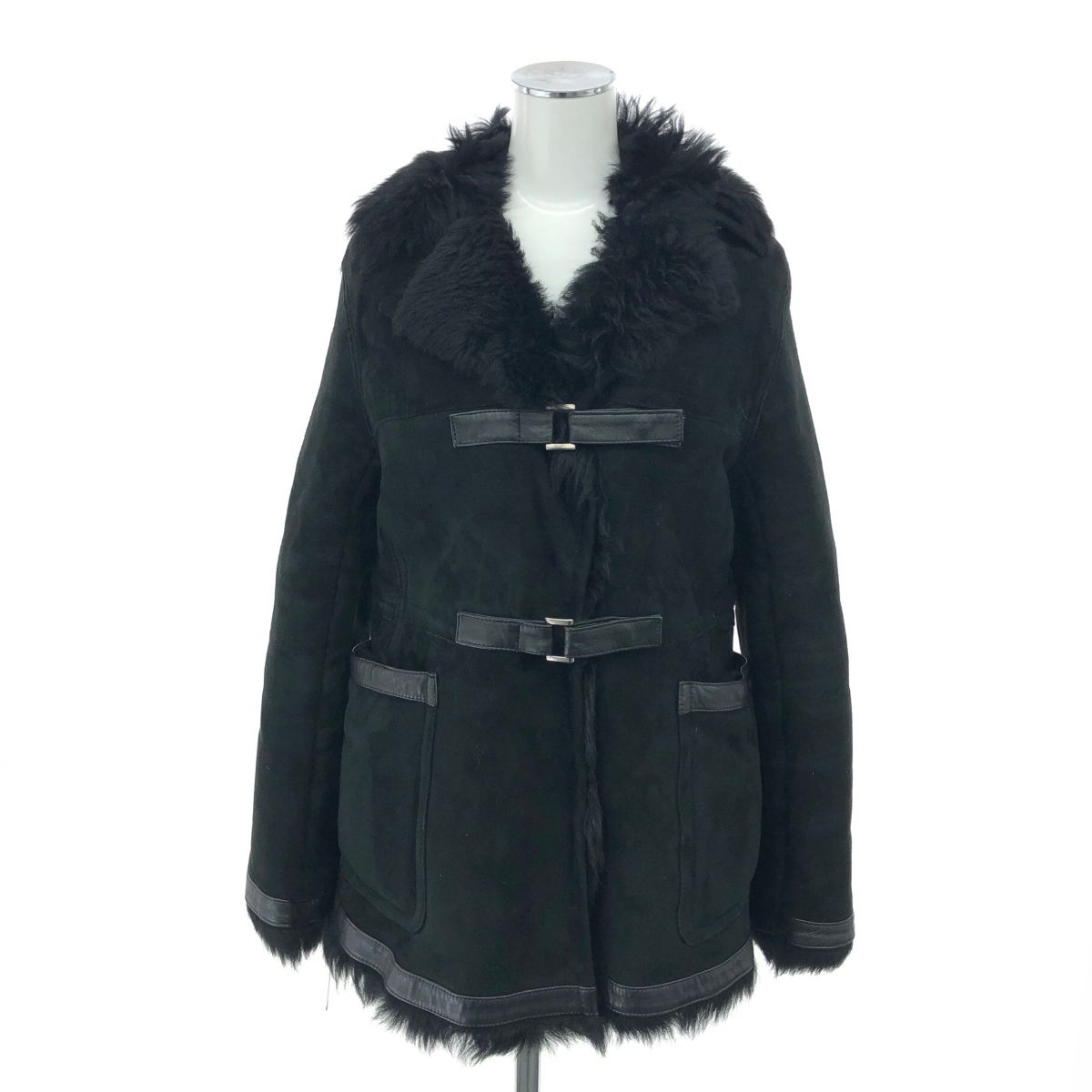 DONNAKARAN ダナキャラン ムートンジャケット サイズ 4 ブラック レディース 243001000233