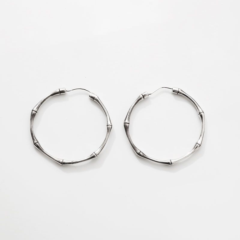 グッチ GUCCI バンブー フープ ピアス SV925 希少 ヴィンテージ グッチ