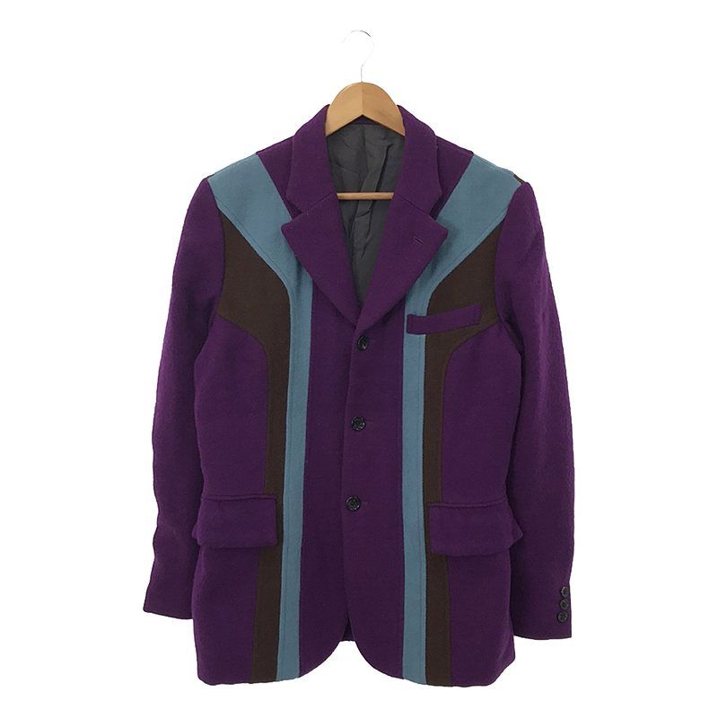 COMME des GARCONS HOMME PLUS / コムデギャルソンオムプリュス | 2003AW | カーブ期 / ウール  シングルブレストジャケット / 総裏地 | S | パープル/ブルー/ブラウン | メンズ COMME des GARCONS HOMME PLUS / コムデギャルソンオムプリュス