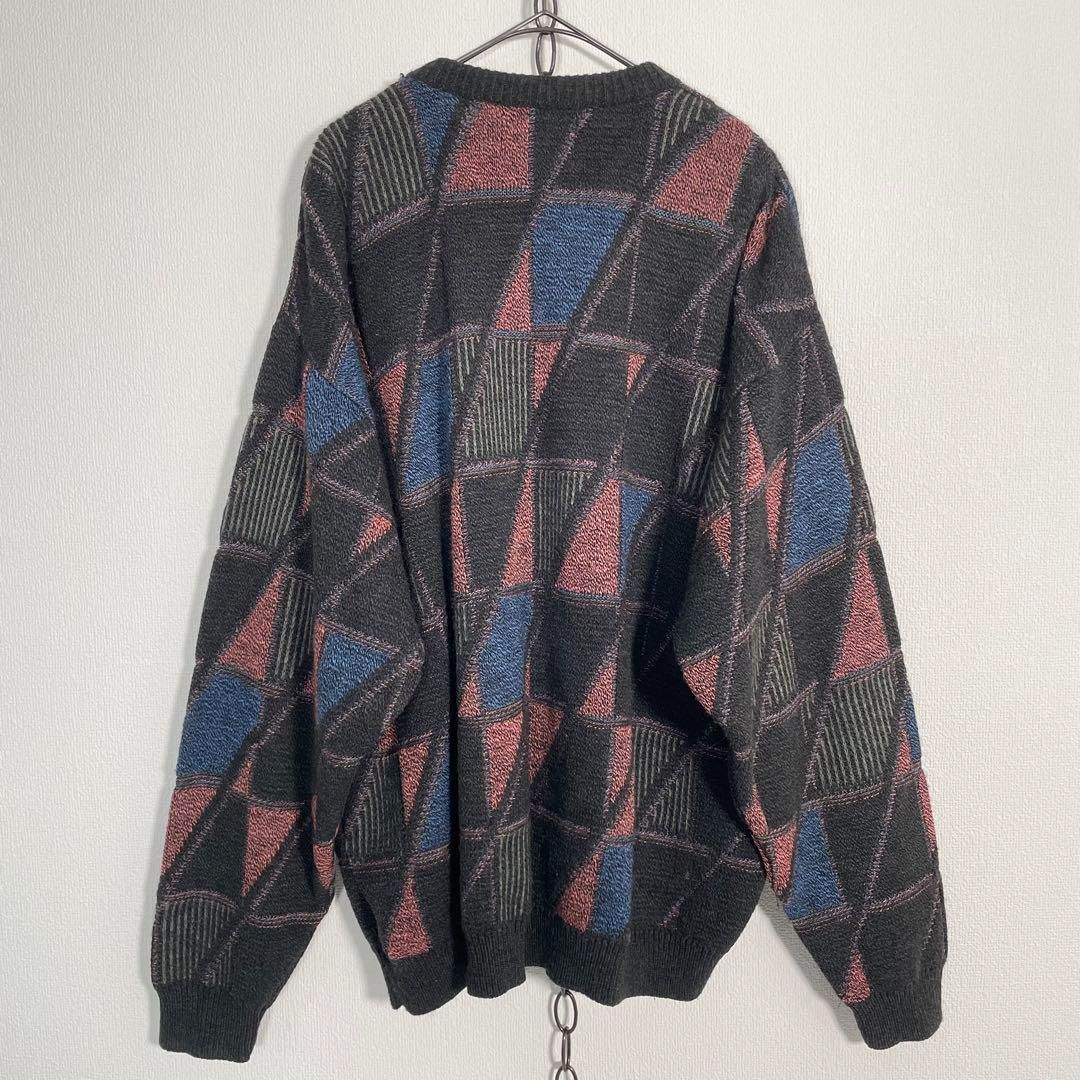 90s メキシコ製 JANTZEN オーバーサイズ アクリルニット カーディガン USA 古着 90S USA製 Jantzen ジャンセン ヴィンテージ アクリルニット カーディガン メンズL エンジ系 無地 中古 BH0286