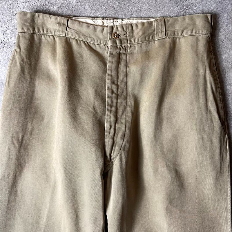 60s US ARMY 米軍実物 ノータック コットン チノ パンツ / 60