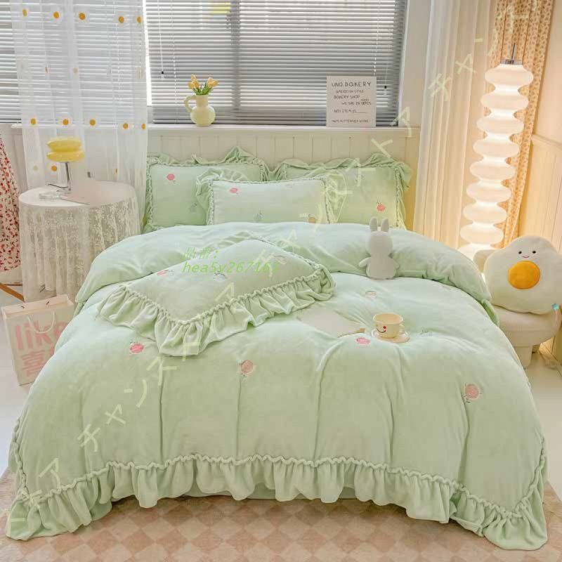 布団カバー シングル 4点セット 寝具カバーセット 枕カバー 掛け布団カバー 肌触り ベッドシーツ フランネル あったか マイクロファイバー 敷き布団カバー hea5v267165