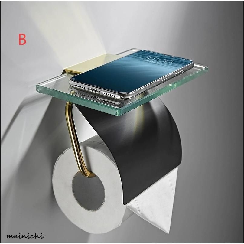 洗練された トイレット ペーパー ホルダー ガラス 棚付 ペーパーホルダー 紙巻器 ガラス棚付ダブルペーパーCW08LYX人気注目