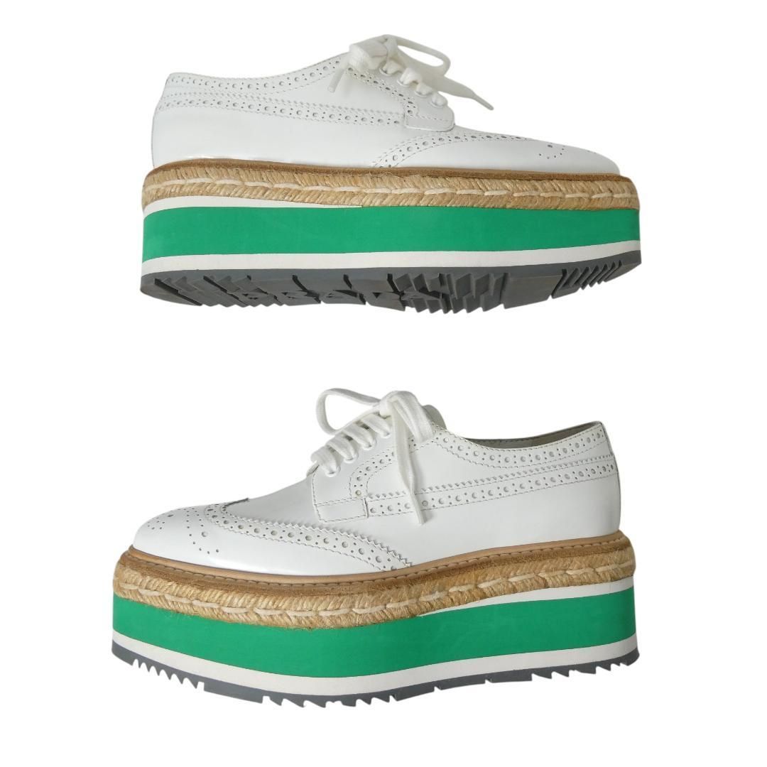 新品同様 PRADA プラダ サイズ34.5 約21.5㎝ レザー ウイングチップ