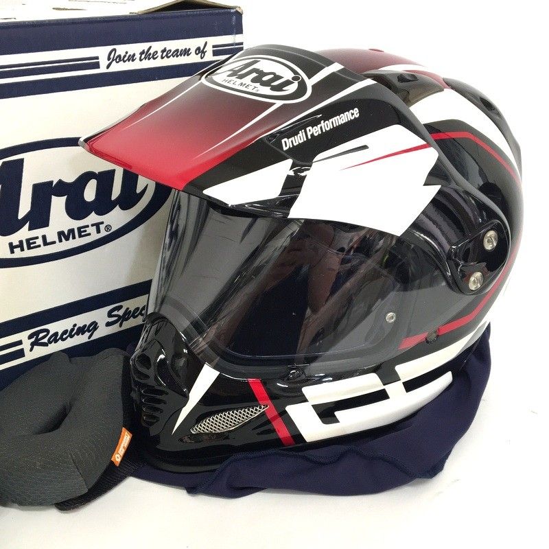 Arai TOUR-CROSS 3 DETOUR オフロードヘルメット 除菌消臭済 XLサイズ レッド オートバイ ツーリング ライディング バイカー バイク用品 アライ TA2462