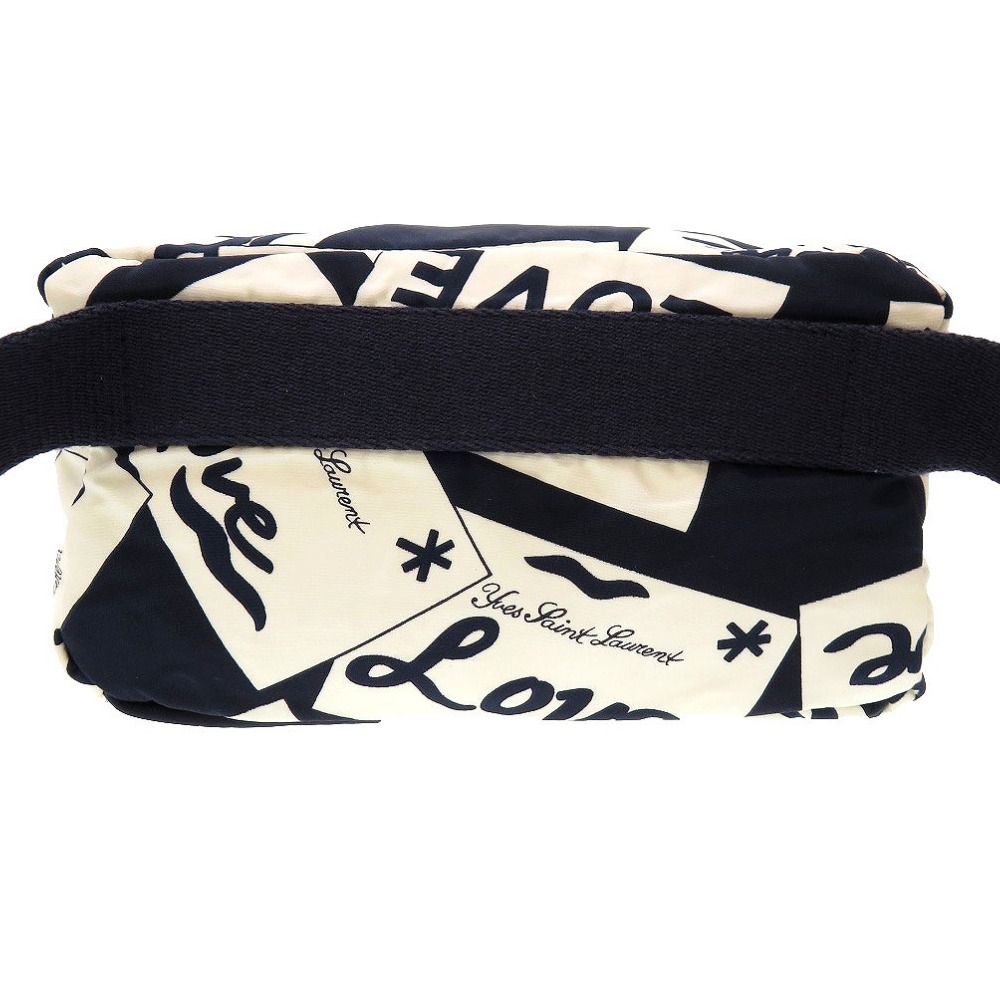  イヴ・サンローラン　レア　love バッグ 美品 イヴサンローラン LOVE ラブ YSL金具 ナイロン アイボリー