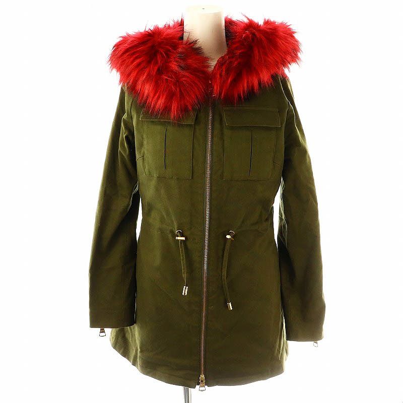 【Rady】ファー付きダウンコート　ジャケット　カーキ　ウエストドローコード　M Rady】ファー付きダウンコートジャケットカーキウエストドロー