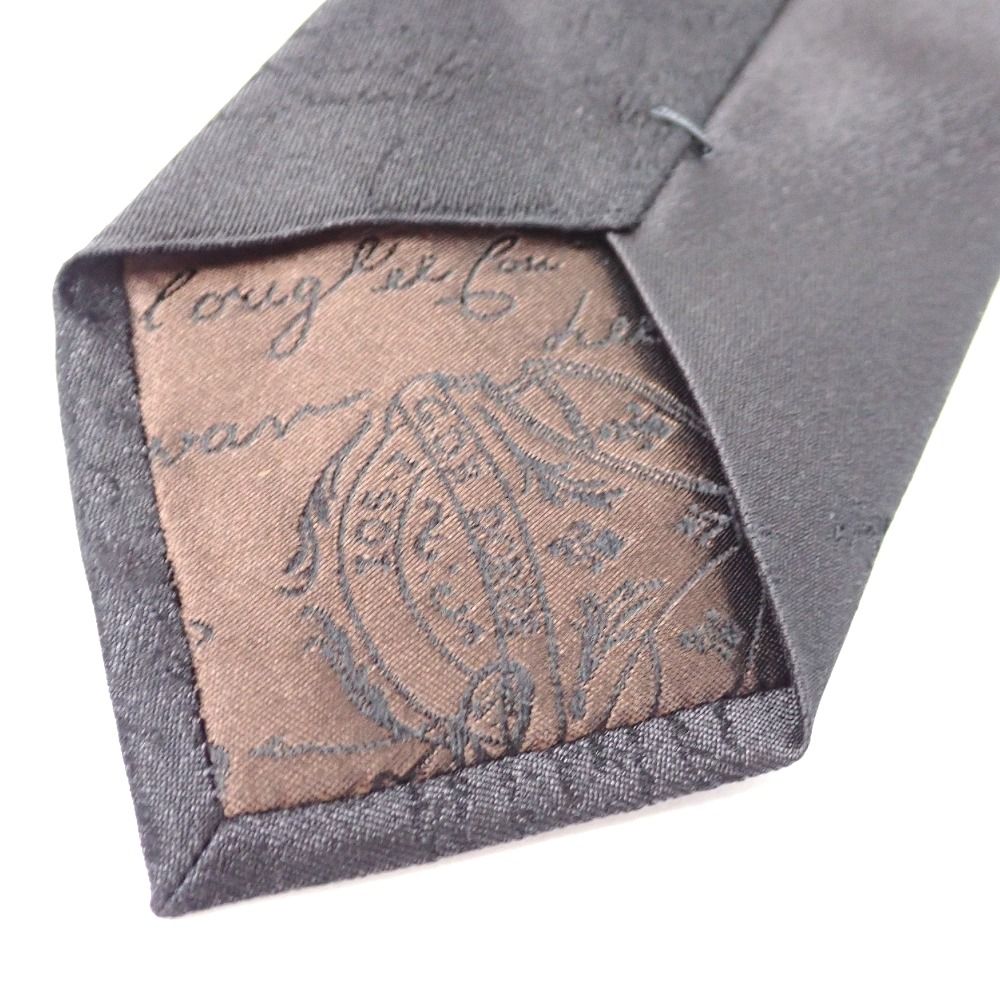 超美品 Berluti オールブラック カリグラフィ ネクタイ SILK Berluti】ベルルッティ『カリグラフィ シルクネクタイ』メンズ 1