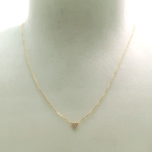 AHKAH ハートパヴェ ネックレス K18YG 1.2g ダイヤ 0.05ct 40c 美品 VC0104010100 アーカー ◆送料込◆質屋-4437Y