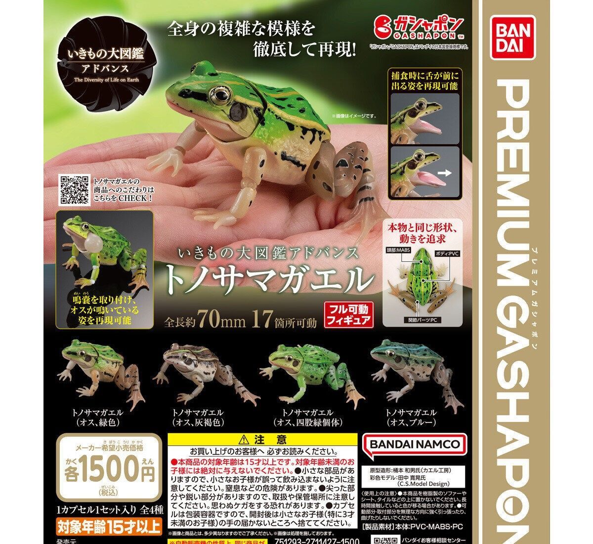 いきもの大図鑑アドバンス　トノサマガエル　全4種フルコンプセット【100】 ガチャ
