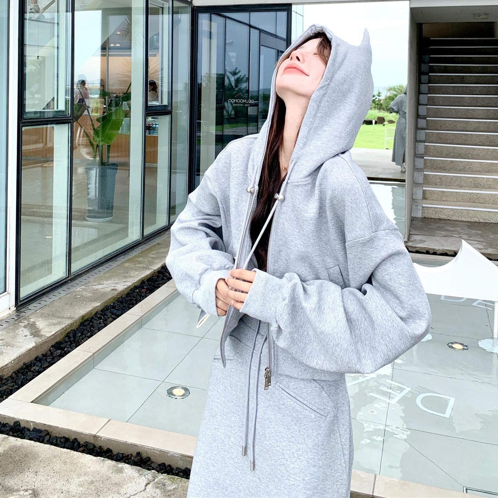  セットアップ スウェット フーディ ロングスカート 二点セット 秋 カジュアルFS 5359 エプロン キッズファッション小物