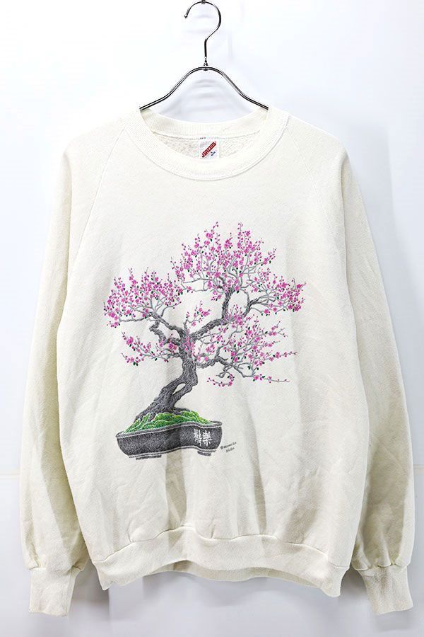 Used 90s USA JERZEES BONSAI White Graphic Sweat Size L 古着