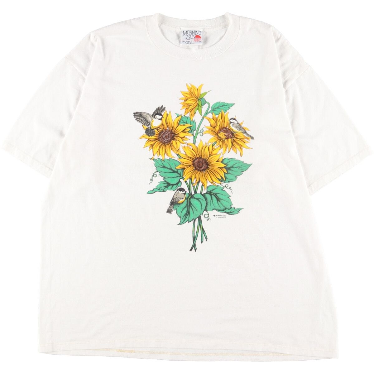 古着 90年代 MORNING SUN ひまわり柄 プリントTシャツ USA製 メンズXXL