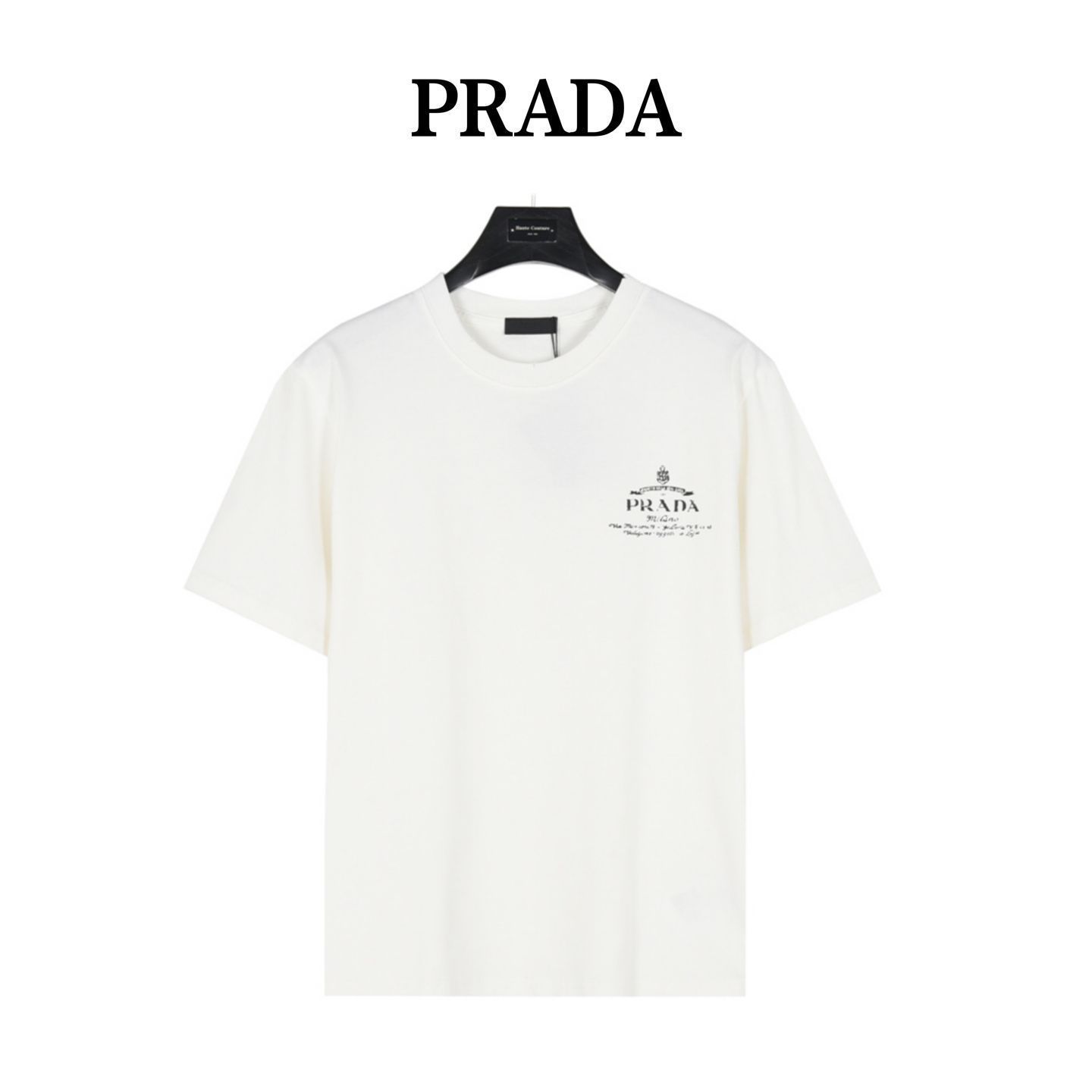美品　PRADA 刺繍ロゴ Tシャツ クリーム 美品 PRADA 刺繍ロゴ Tシャツ クリーム