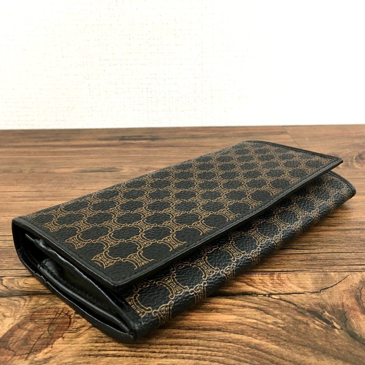 317 送料込み！ 極美品 CELINE 長財布 マカダム柄 ブラック 