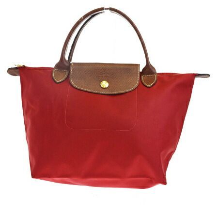 【中古】 ロンシャン LONGCHAMP ミニトートバッグ ハンドバッグ レッド ブラウン ナイロン レザー 08HC249