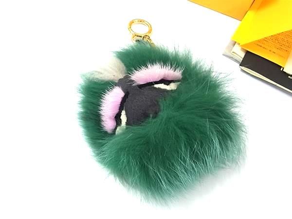 FENDIフェンディ バッグバグズ モンスター チャーム キーホルダー グリーン □新品同様□ FENDI フェンディ バッグバグズ モンスター ファー