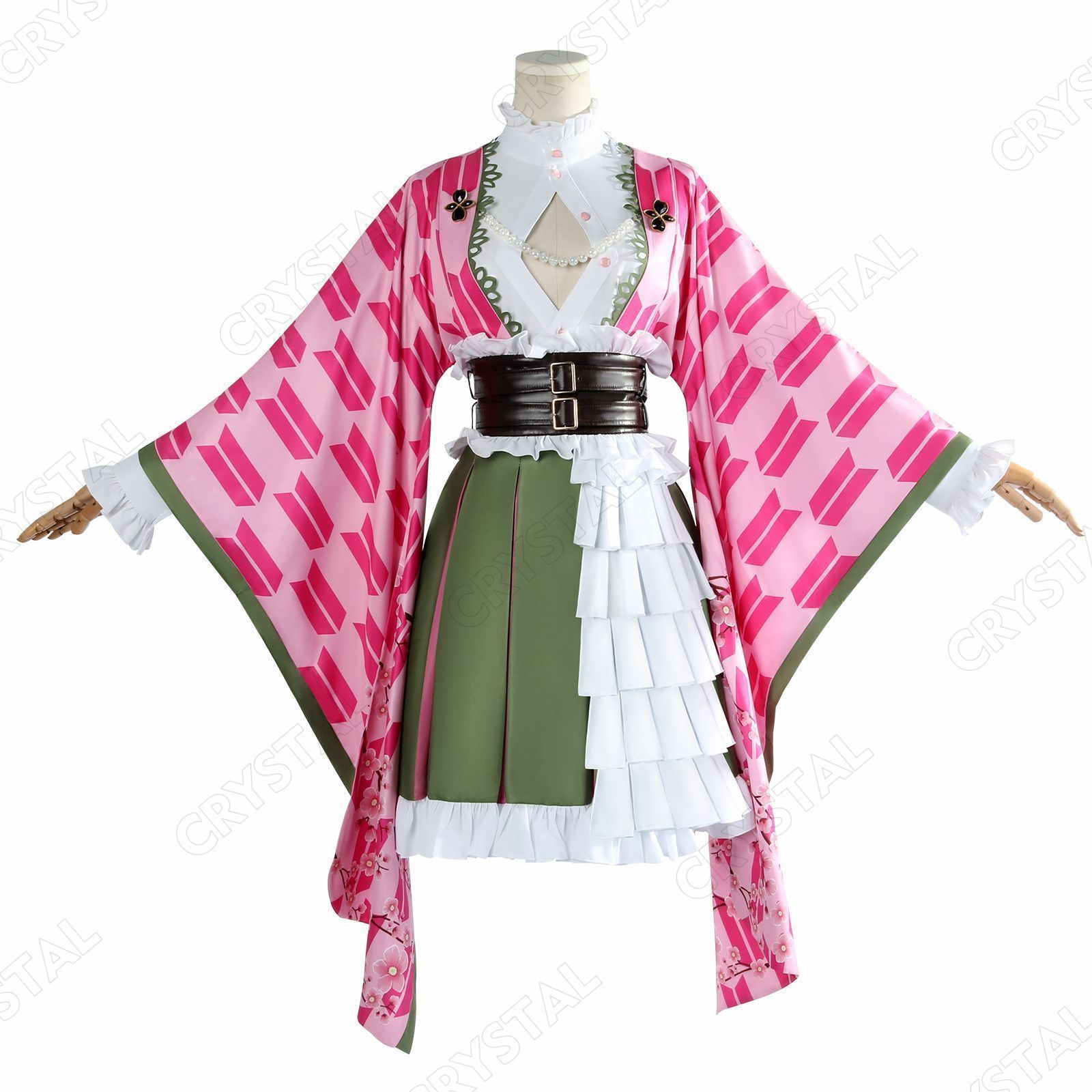 鬼灭之刃 甘露寺蜜璃役衣装とウィッグセット 鬼滅の刃 甘露寺蜜璃 コスプレ衣装一式 ウィッグ/ボディメイク