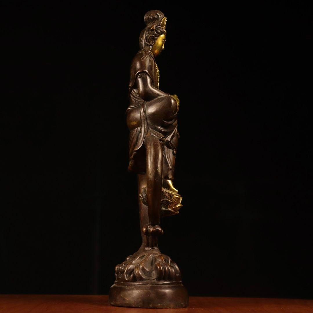 自在観音 置物 銅器 観音菩薩仏像 書道具 文房具装飾品 工芸品 美術品 自在観音 置物 銅器 観音菩薩仏像 書道具 文房具装飾品 工芸品