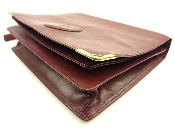 ヴィンテージ【 Cartier/カルティエ 】セカンドバッグ/クラッチバッグ ポーチ/マストライン ボルドー レッド/レザー 皮 革 ブランド 小物 カルティエ クラッチバッグ セカンドバッグ マストライン ボルドー