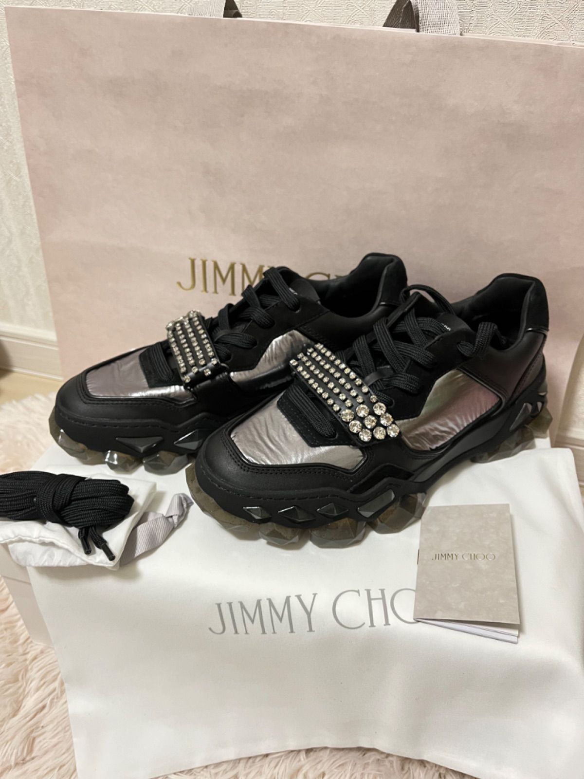 Jimmy Choo】Diamond X Strap ダイヤモンドストラップ ブラック 国内 