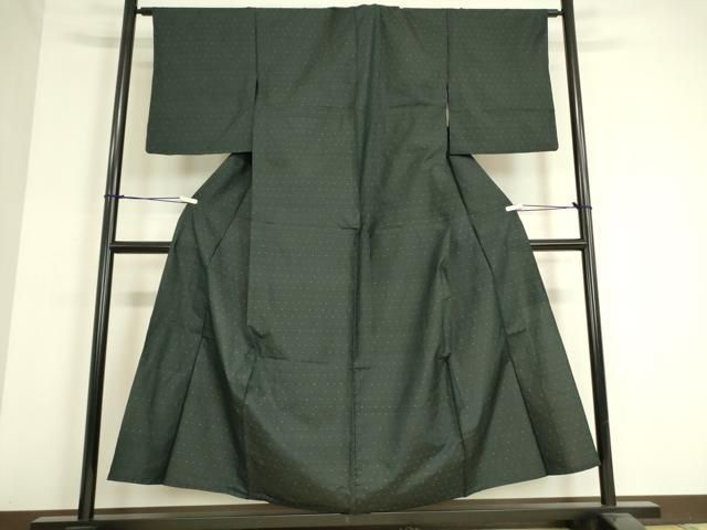 平和屋着物▽東郷織物謹製 本場大島紬 単衣 絣文 黒地 正絹 逸品  