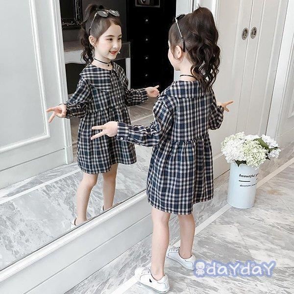 子供服 ワンピース 160 シャツワンピース キッズ 女の子 春服 長袖 子供服 子供ドレス dress 子ども服 ベビー服 お姫様 おしゃれ 可愛い カジュアル 新品