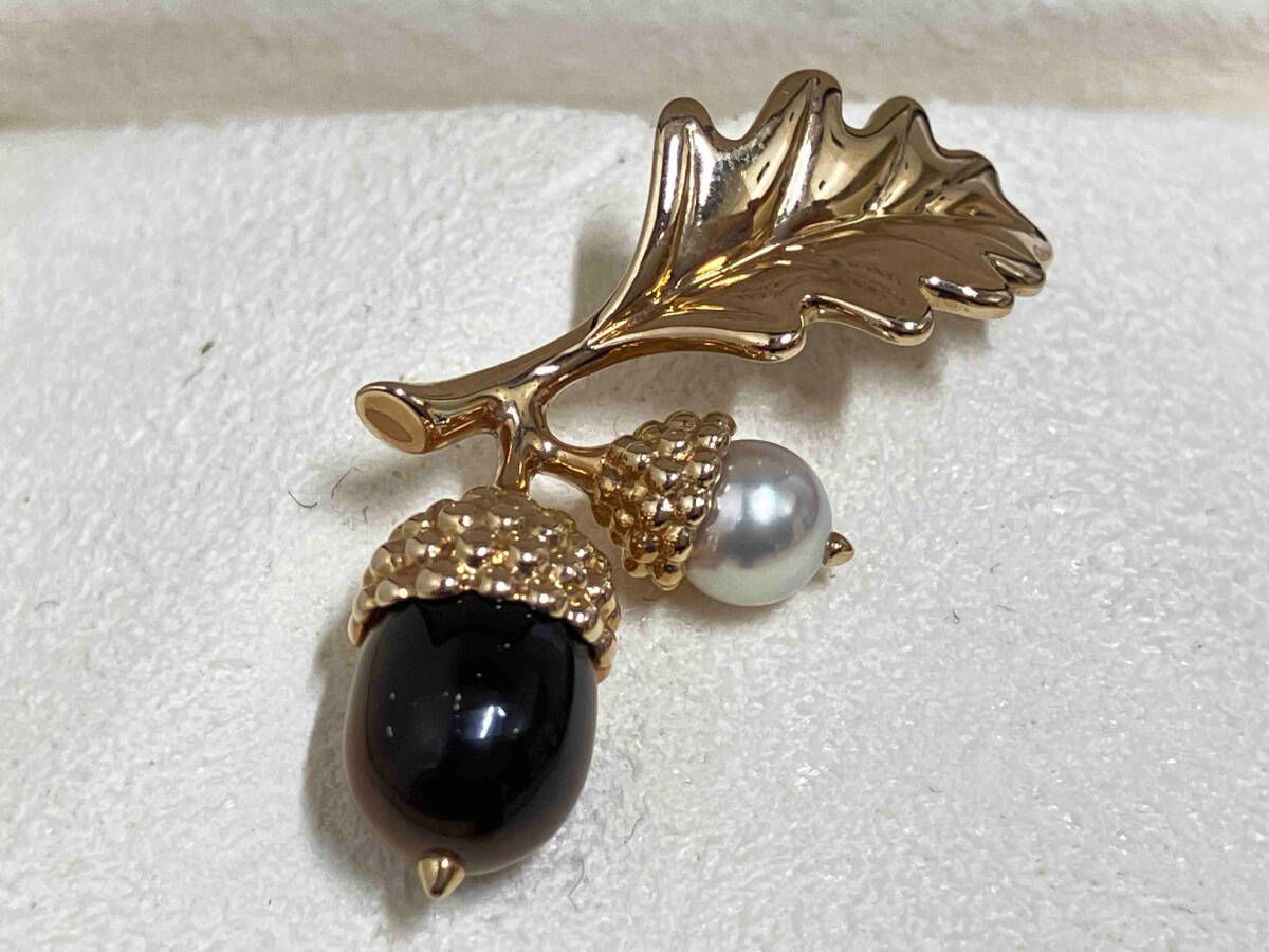 MIKIMOTO ミキモト K18 2006年チャリティモデル どんぐり タイガーアイ ベビーパール約5mm珠 7.1g