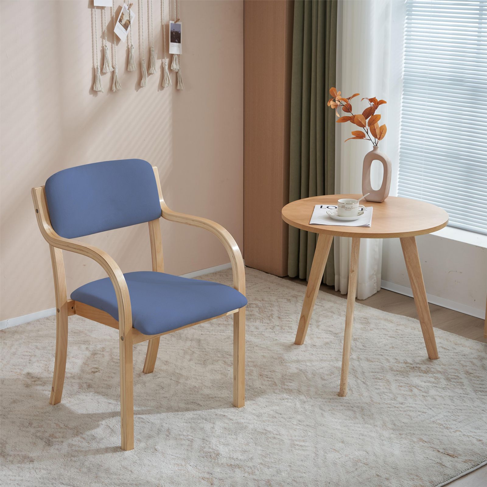目玉新作】ブルー ダイ ニングチェア 木製 椅子 介護チェア イス チェア