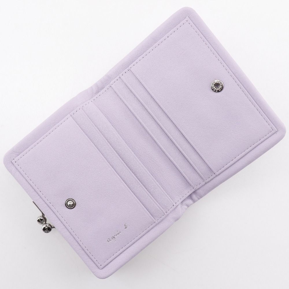 agnes b.】アニエスベー がま口 レザー ラベンダー レディース 二