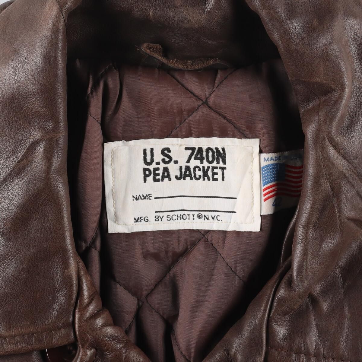 古着 80~90年代 ショット SCHOTT U.S.74ON PEA JACKET レザー 