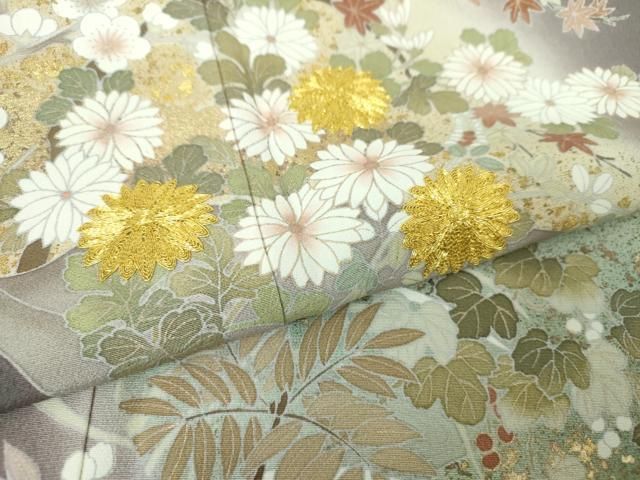 平和屋着物○京加賀友禅 松本健一 黒留袖 風景草花文 暈し染め 正絹