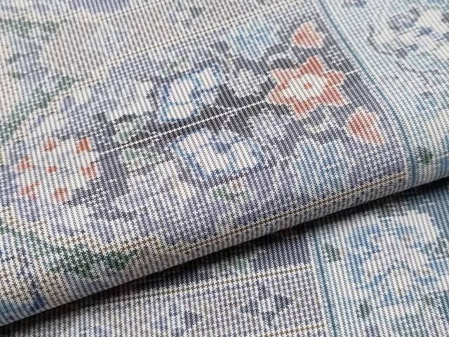 専用です❤本場大島紬　草花文ノーカラージャケット 着物ジャケット ネイビー・花柄 大島紬 L23-06｜FAR EAST FABRIC