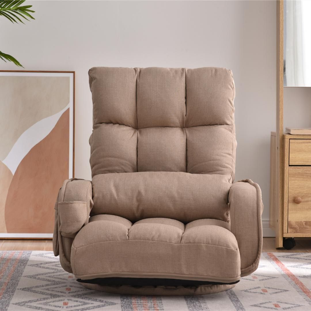 回転式座椅子肘掛けハイバック座いすリクライニング1人掛けソファー