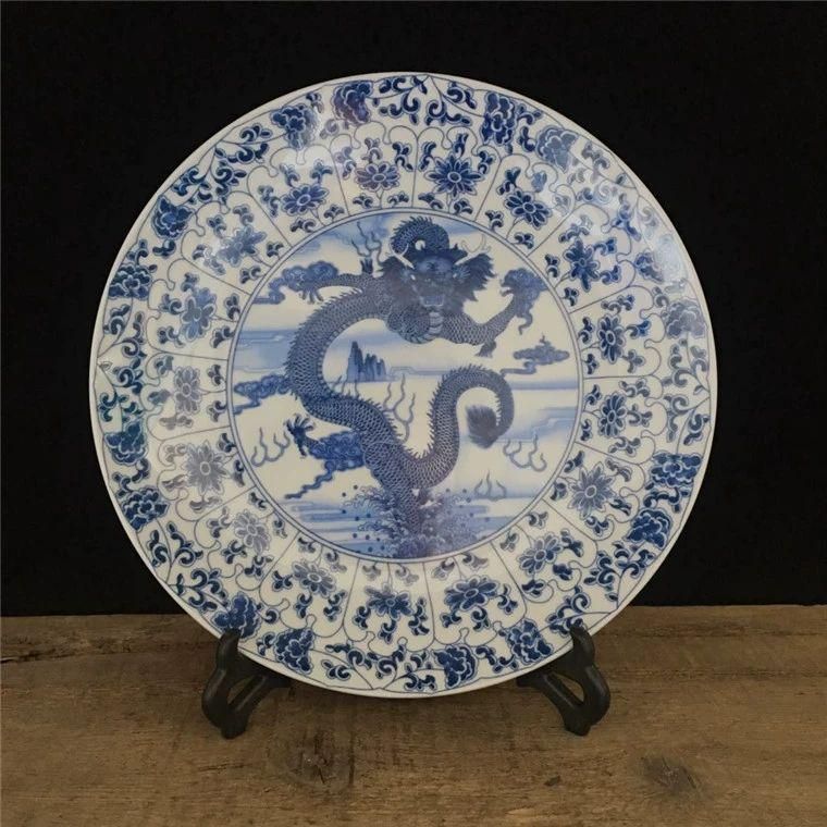手描きボタンローズと竜紋のつぼ 装飾品 収集品 景徳鎮 陶磁器 工芸品 置物 サバ竜? 書斎 陶磁器 玄関風水 置物 景徳鎮 陶磁器 装飾品 現代